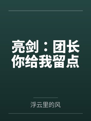 亮剑：团长你给我留点